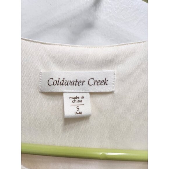 Coldwater Creek Womens Ivory Floral Lace Top Small Crochet Trim 3/4 Sleeve - Picture 4 of 7